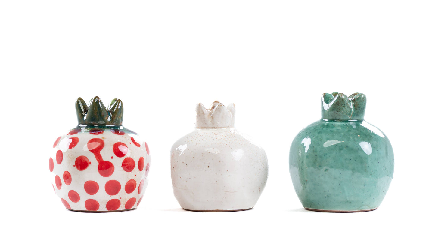 Pomegranate Ceramic Sculpture: Red Dotted