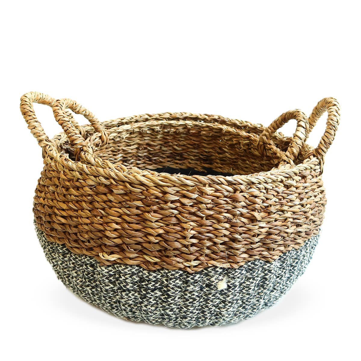Handwoven Wicker Storage l Ula Floor Basket-Black large