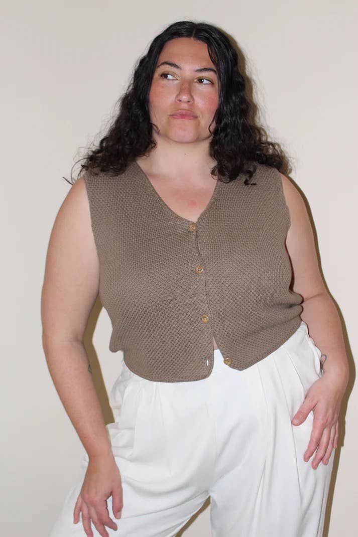 Owen Pima Cotton Vest: Ecru / 1