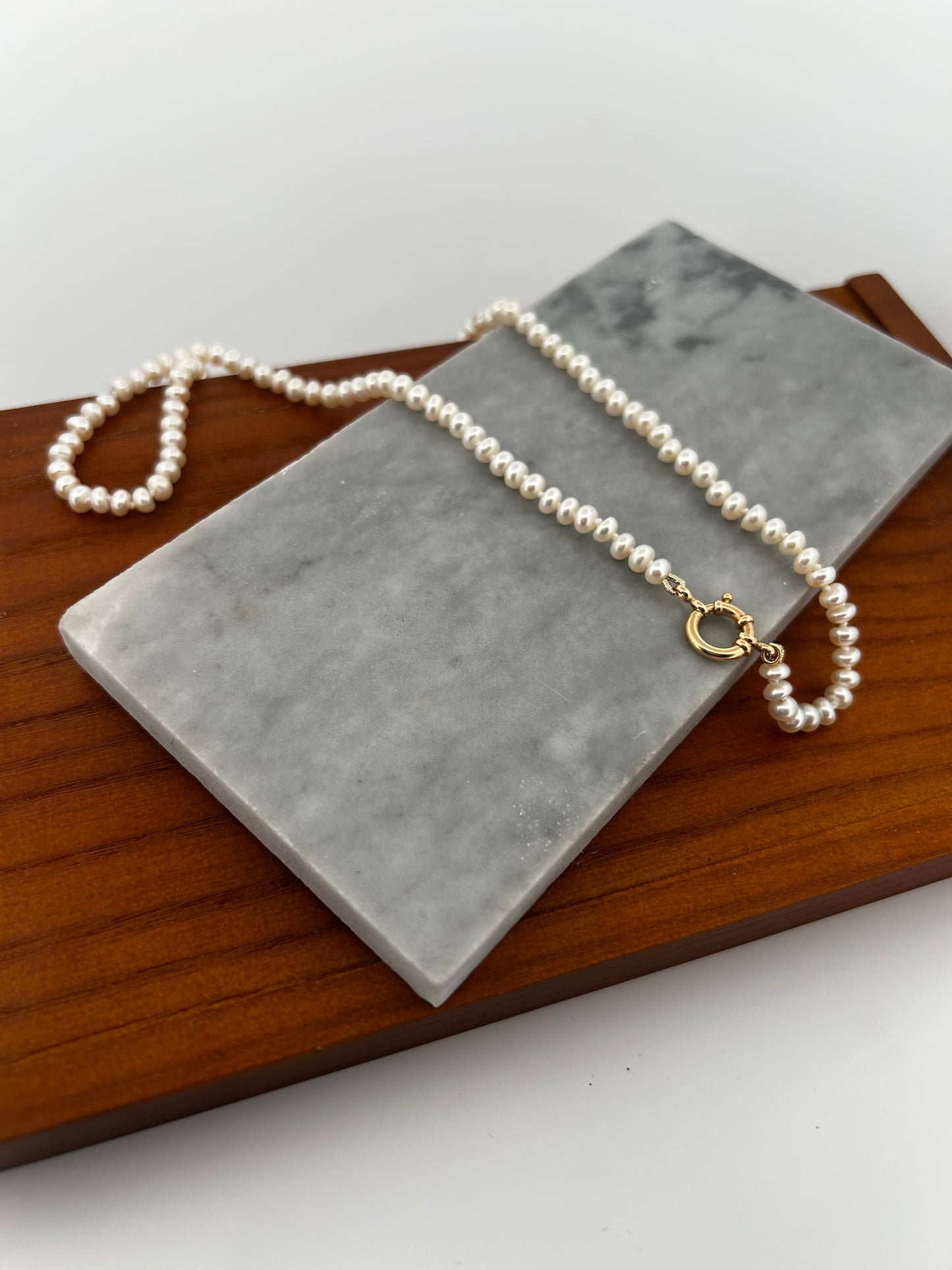 14k Lock Pearl necklace