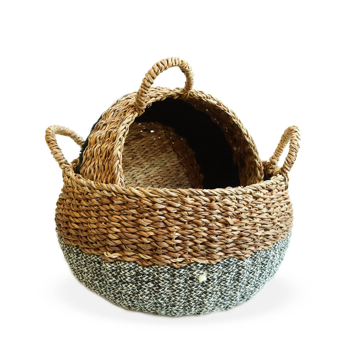 Handwoven Wicker Storage l Ula Floor Basket-Black large