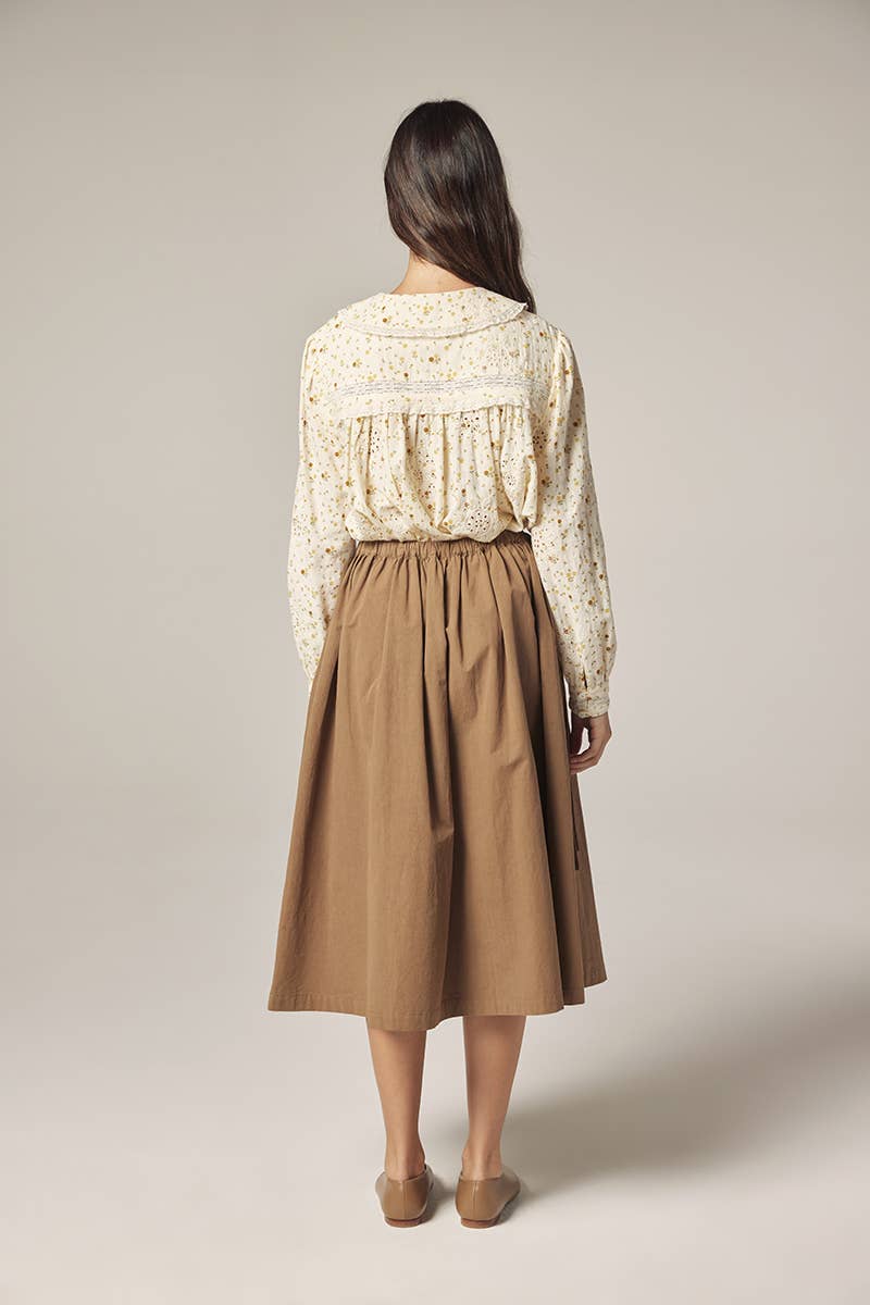 Romantic Peter pan collar shirts: Cream/Yellow / Floral