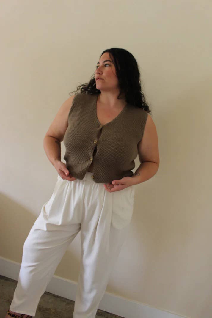 Owen Pima Cotton Vest: Ecru / 1