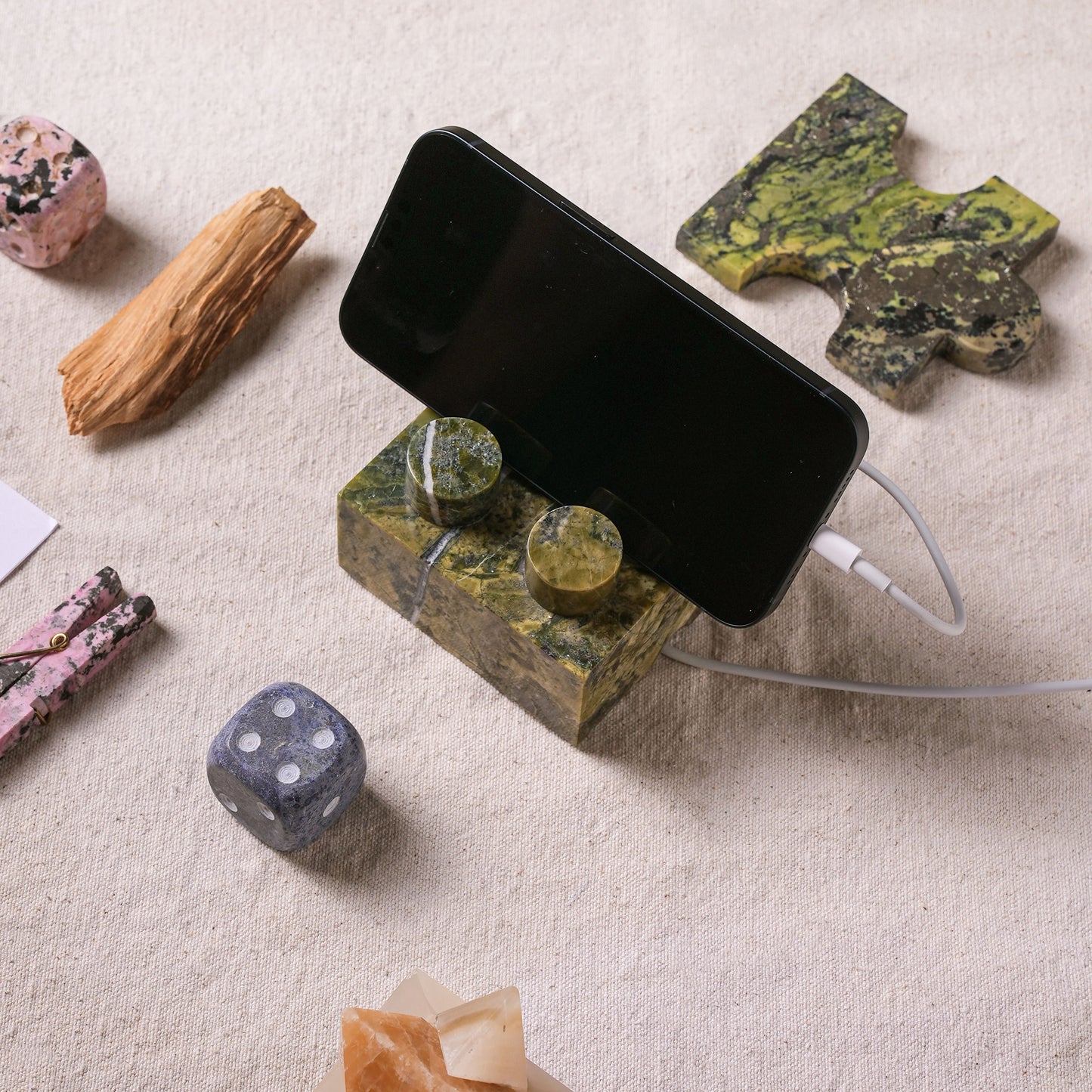 Brick Puzzle Phone Stand Holder - Serpentine Green