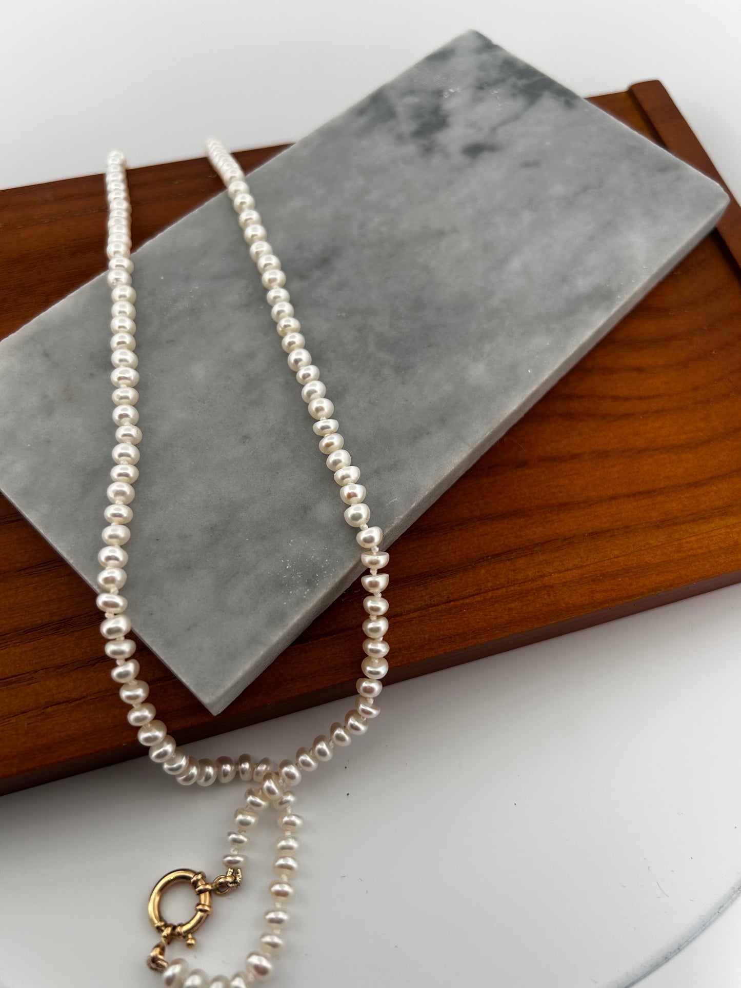 14k Lock Pearl necklace