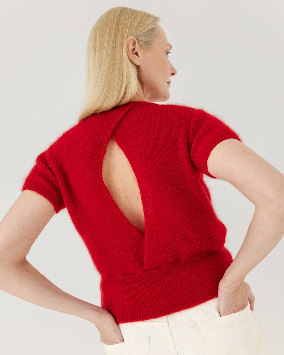 Lašas: Poppy Red Mohair & Silk Top: Red
