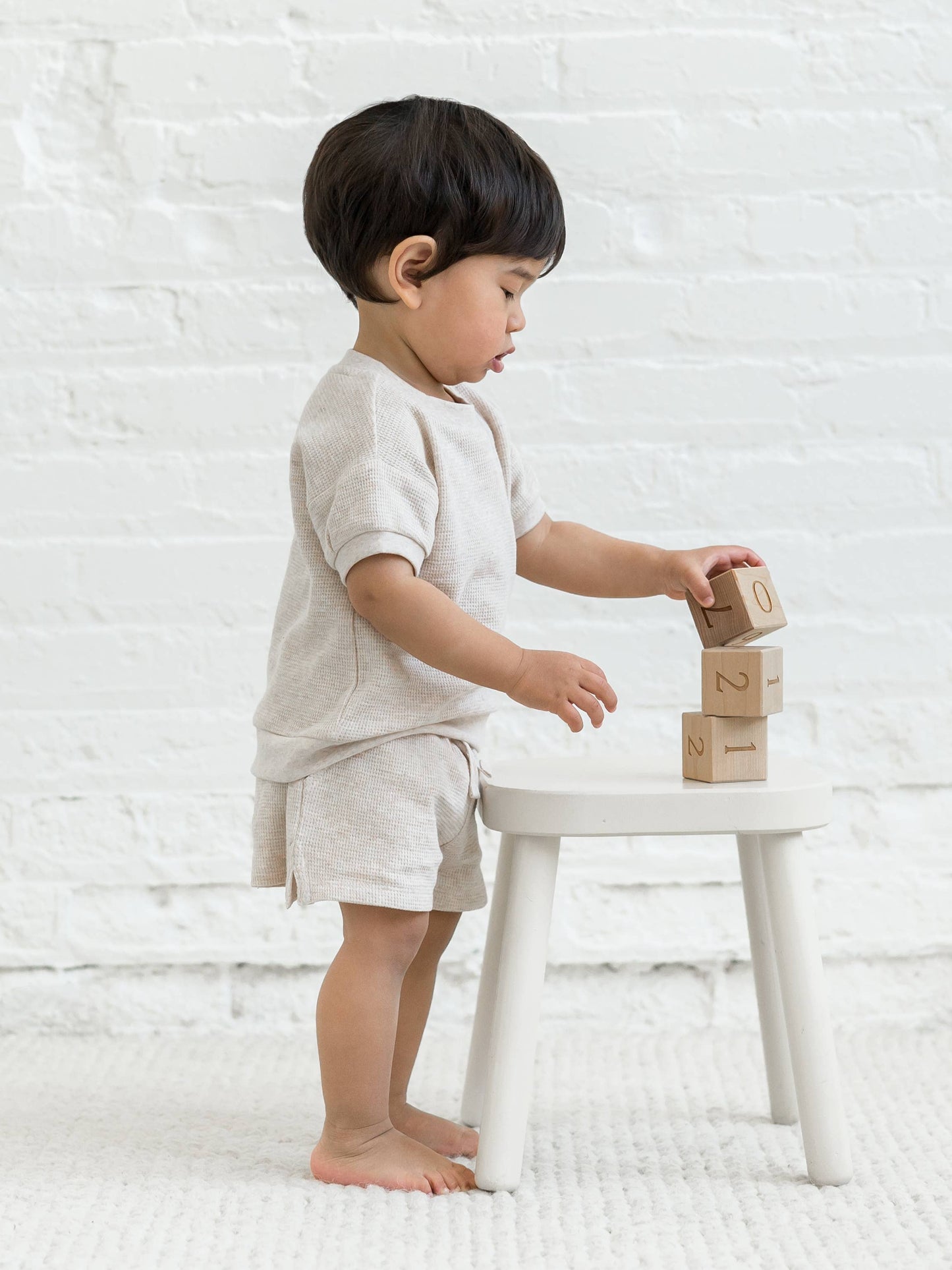 KENDI Organic Baby & Kids Ali Waffle Tee - Heather Oat