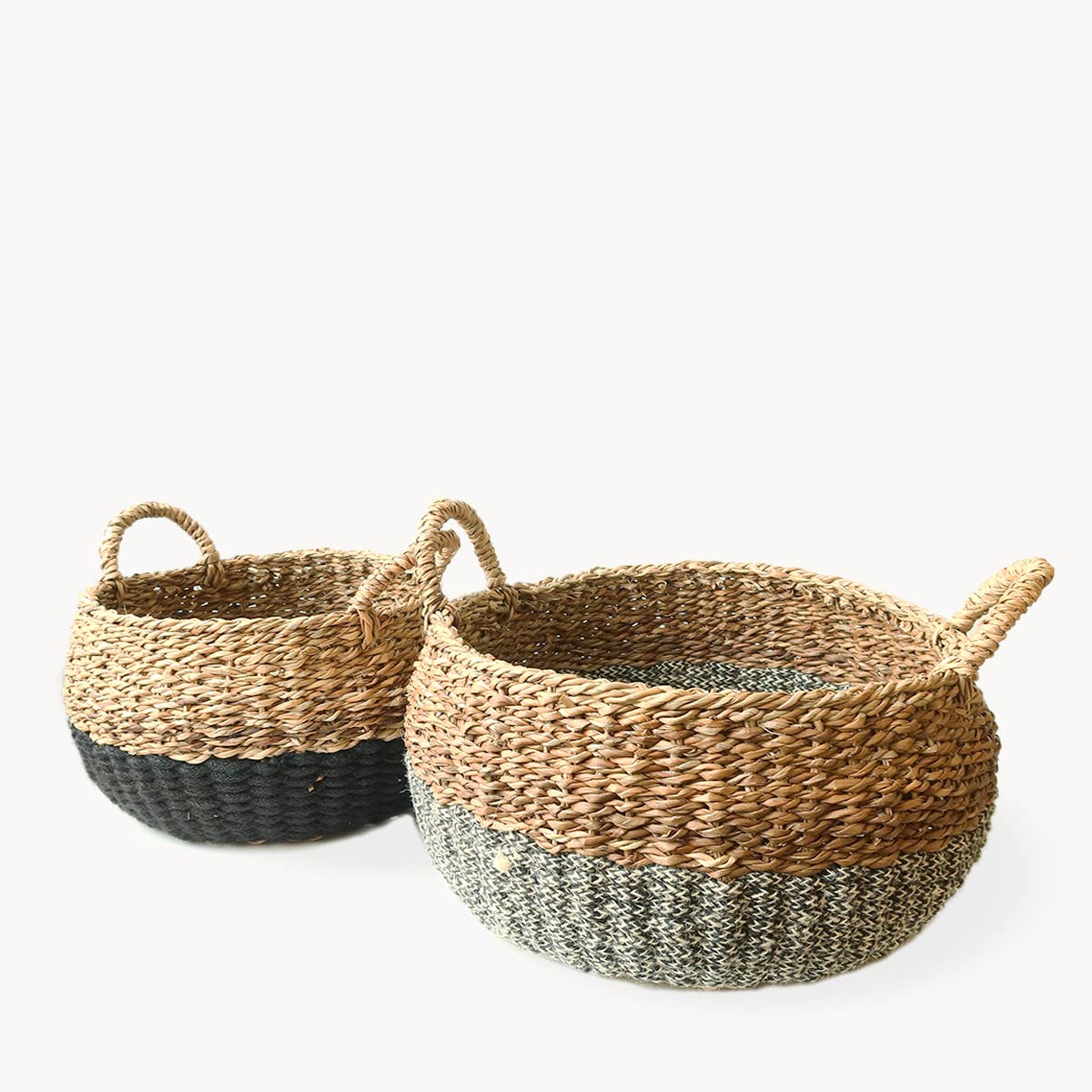 Handwoven Wicker Storage l Ula Floor Basket-Black large