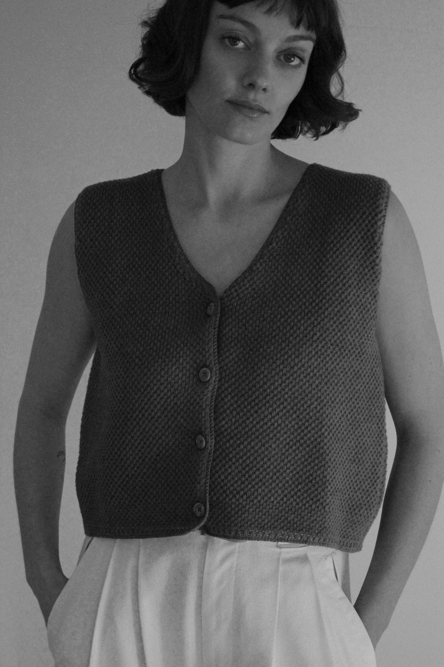 Owen Pima Cotton Vest: Ecru / 1