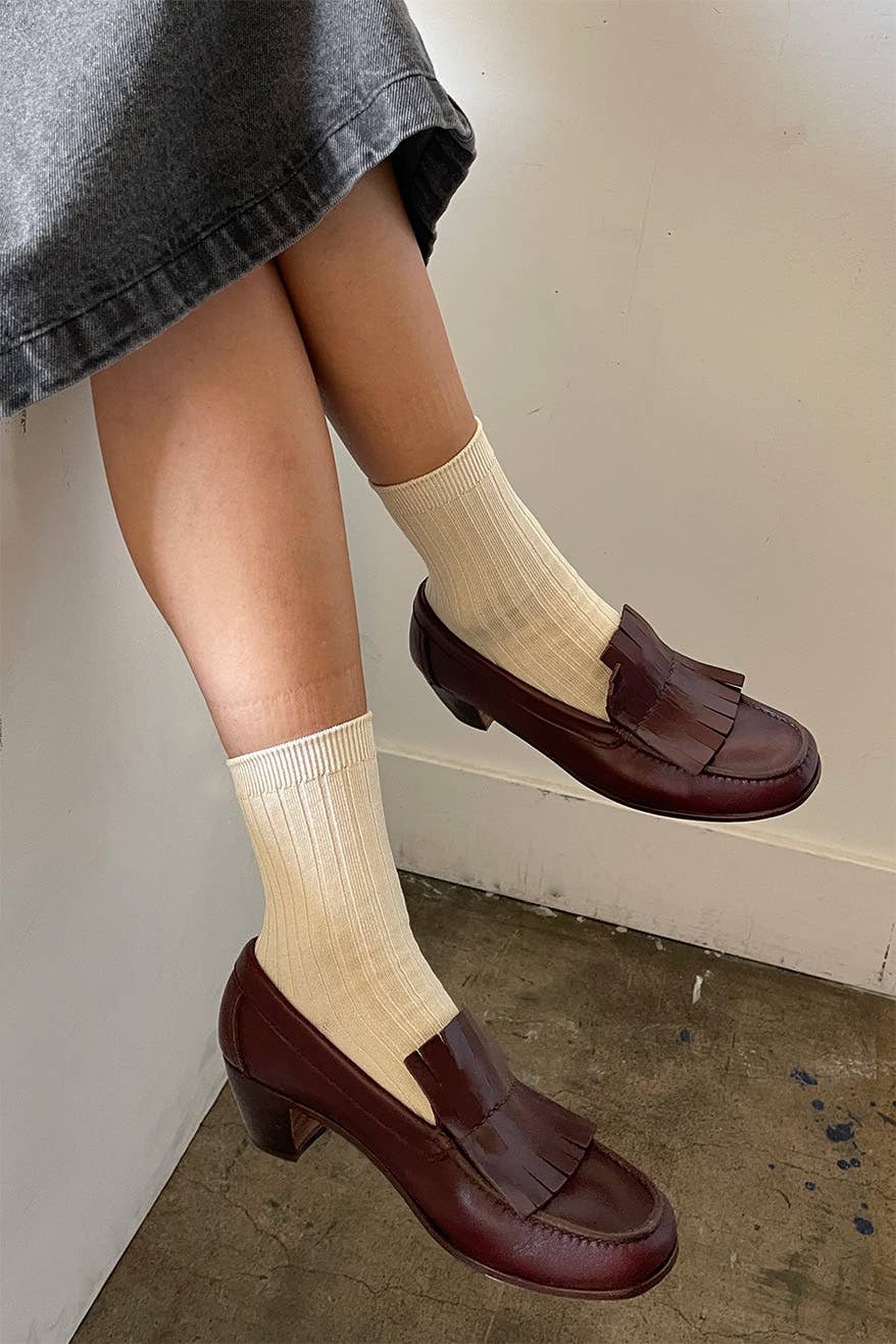 Her Socks - Mercerized Combed Cotton Rib: Midnight