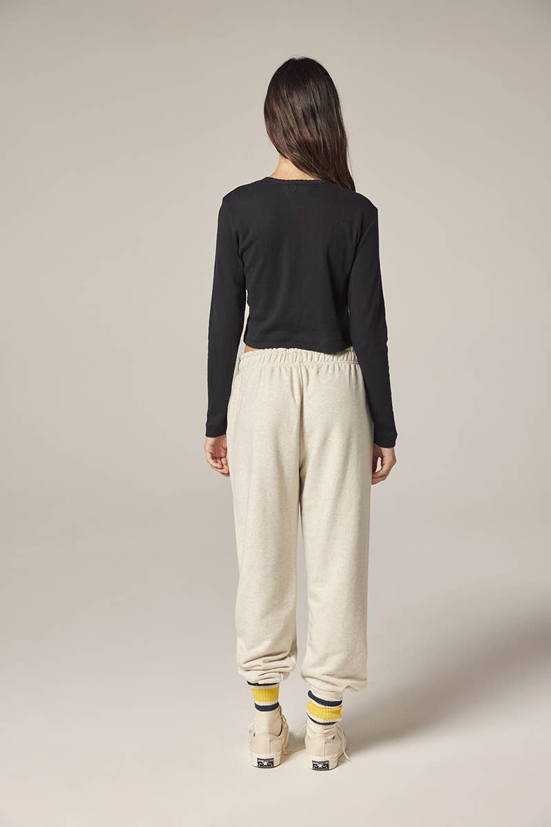 Button down short cardigan: Black / Solid
