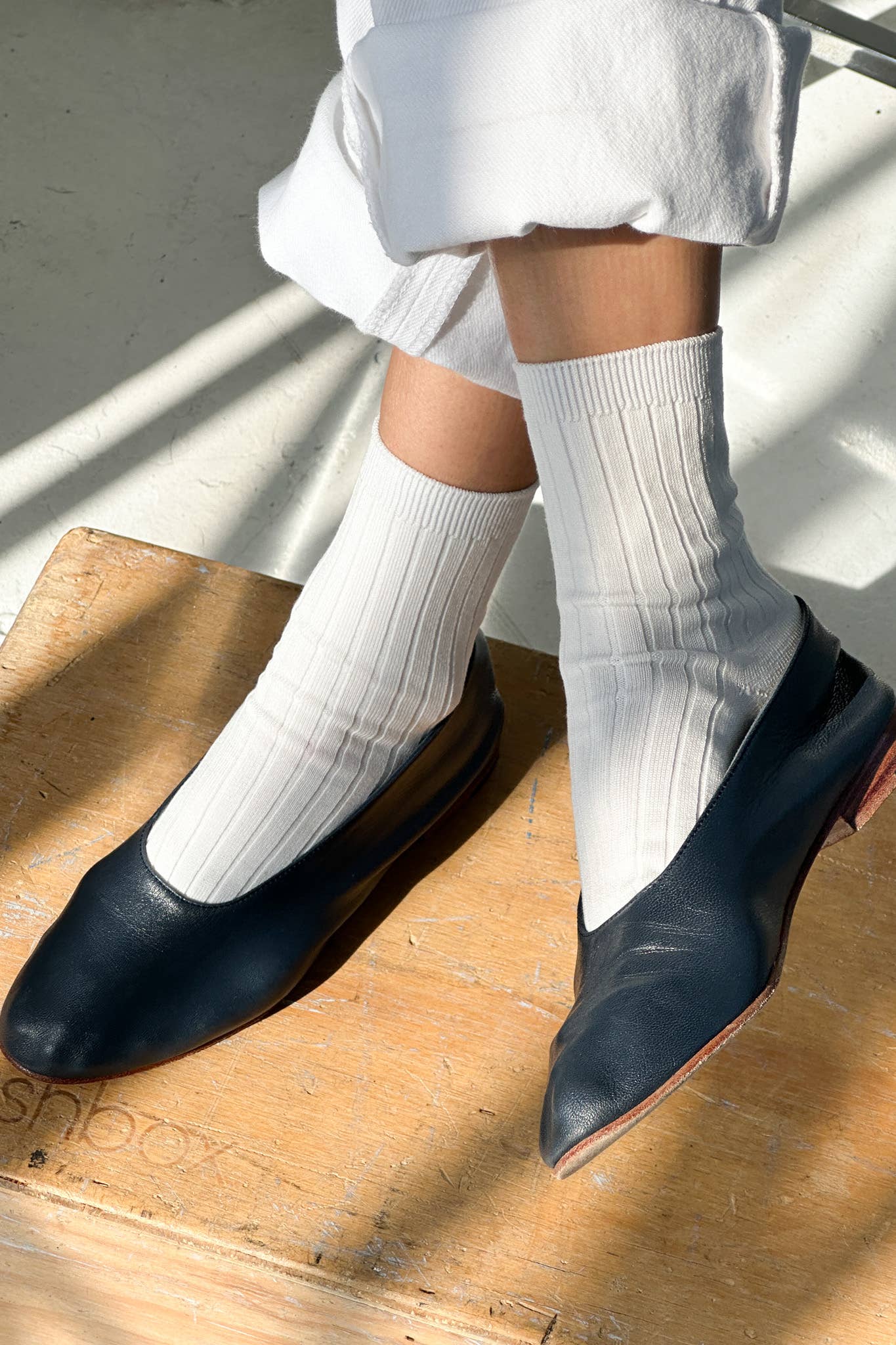 Her Socks - Mercerized Combed Cotton Rib: Midnight