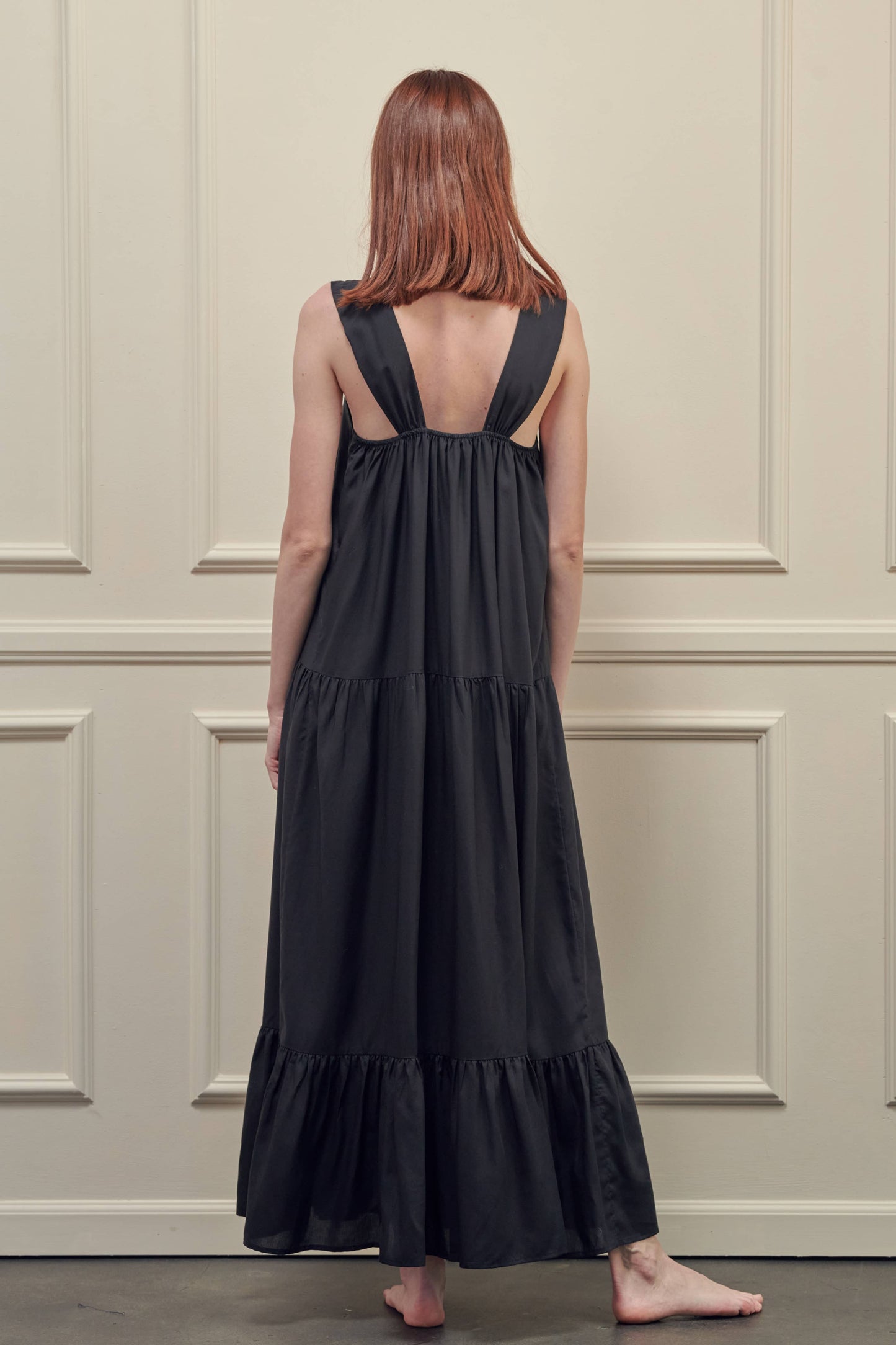 Tiered cami maxi dress: Black / 100% Tencel / Small