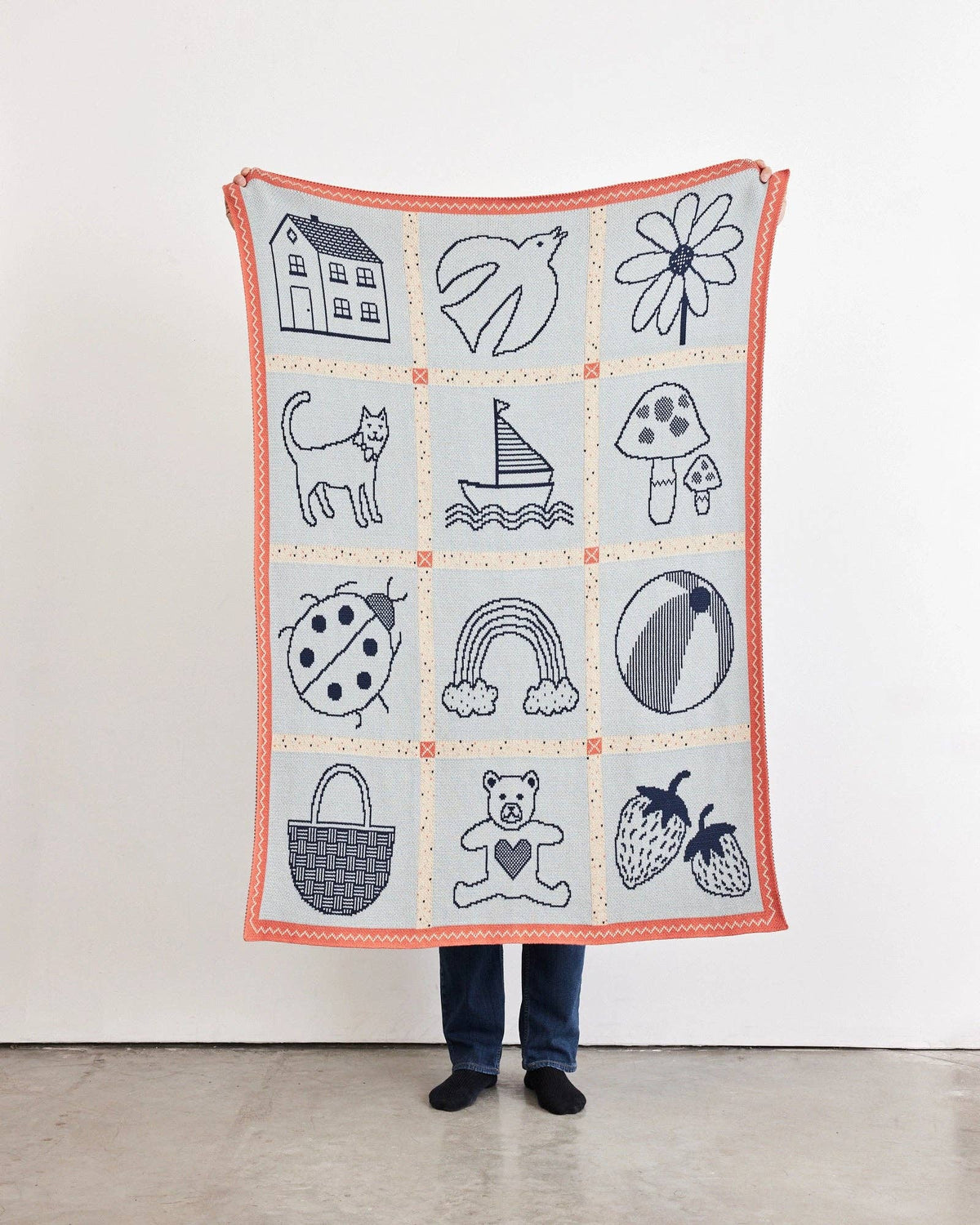 Baby's Things - Knit Baby Blanket - Cotton - USA Made : Blue Ink in Organic Cotton