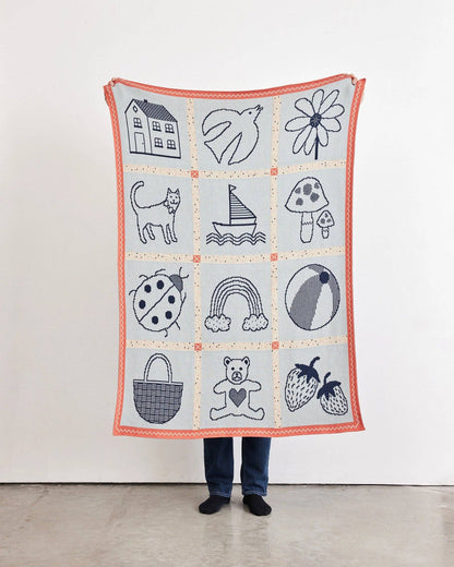 Baby's Things - Knit Baby Blanket - Cotton - USA Made : Blue Ink in Organic Cotton