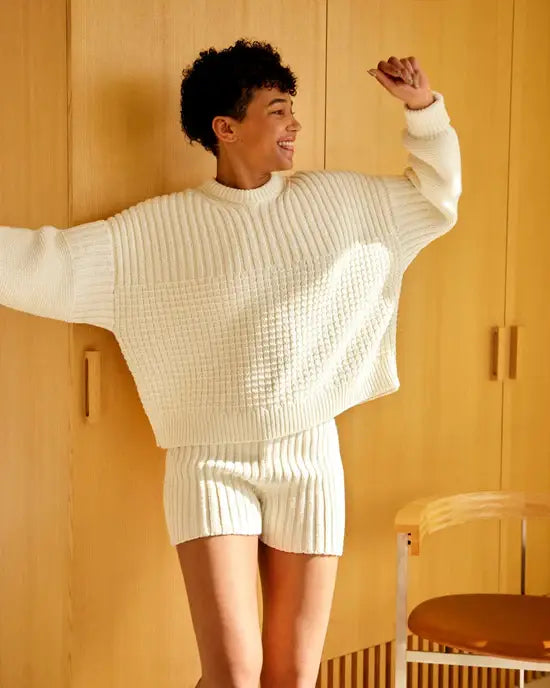 Delčia Sweater: 100% Cotton Off-White Sweater  : Off-White / S