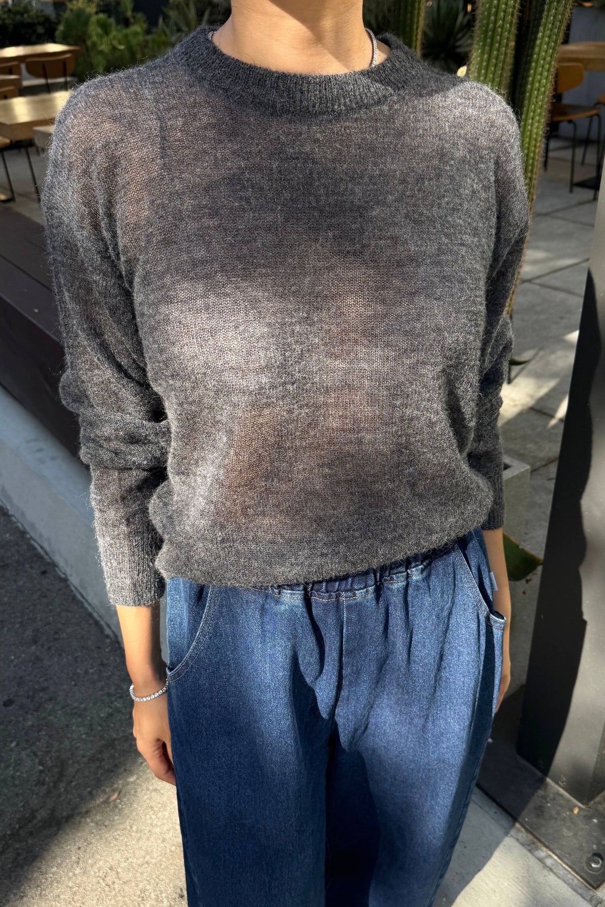 Cecile Crew Neck Mohair Sweater Charcoal