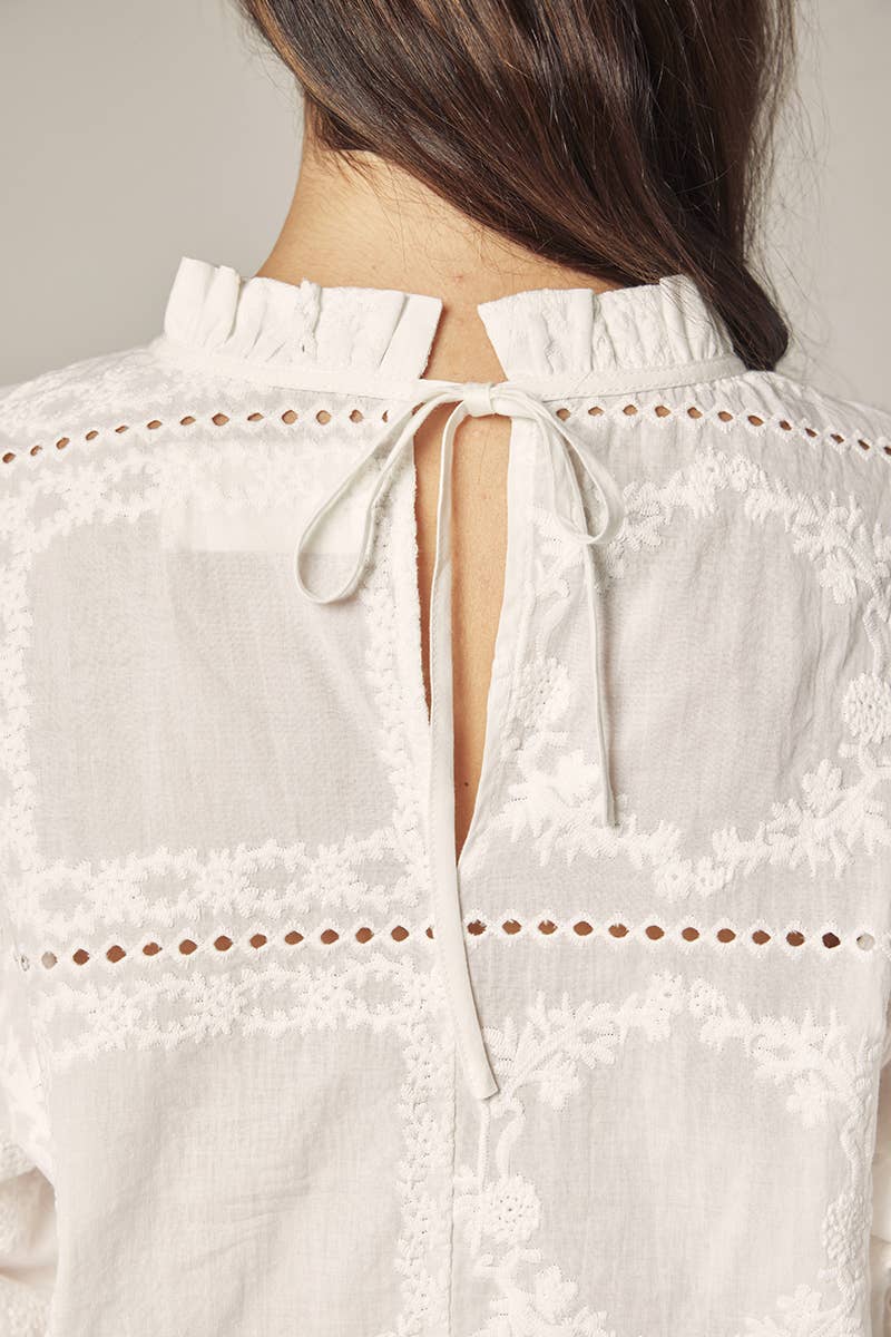 Puff sleeve tie back top: White / Contemporary