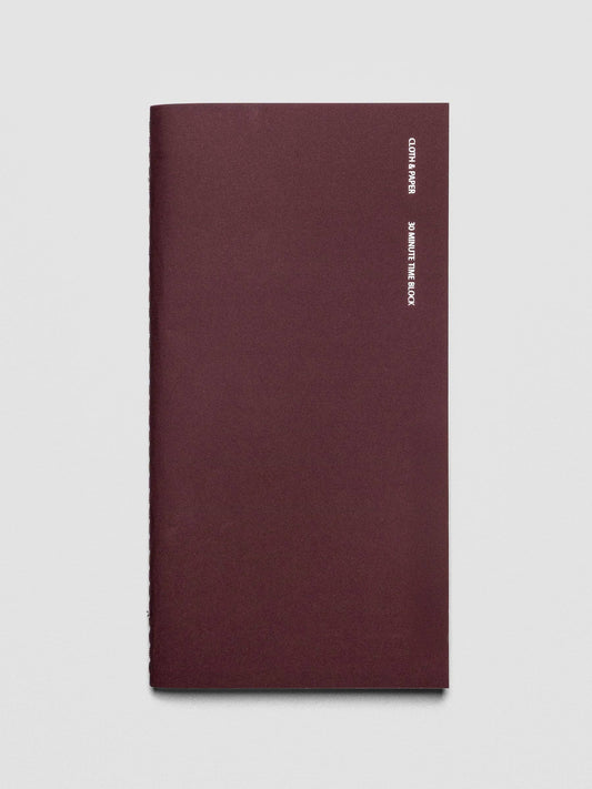 Travel Notebook | A5 Slim: 30 Minute Time Block | Bordeaux