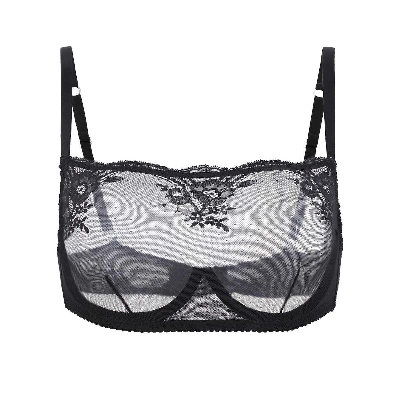 Amour Caché Kim High Neck Sheer Lace Underwire Bra: 32B