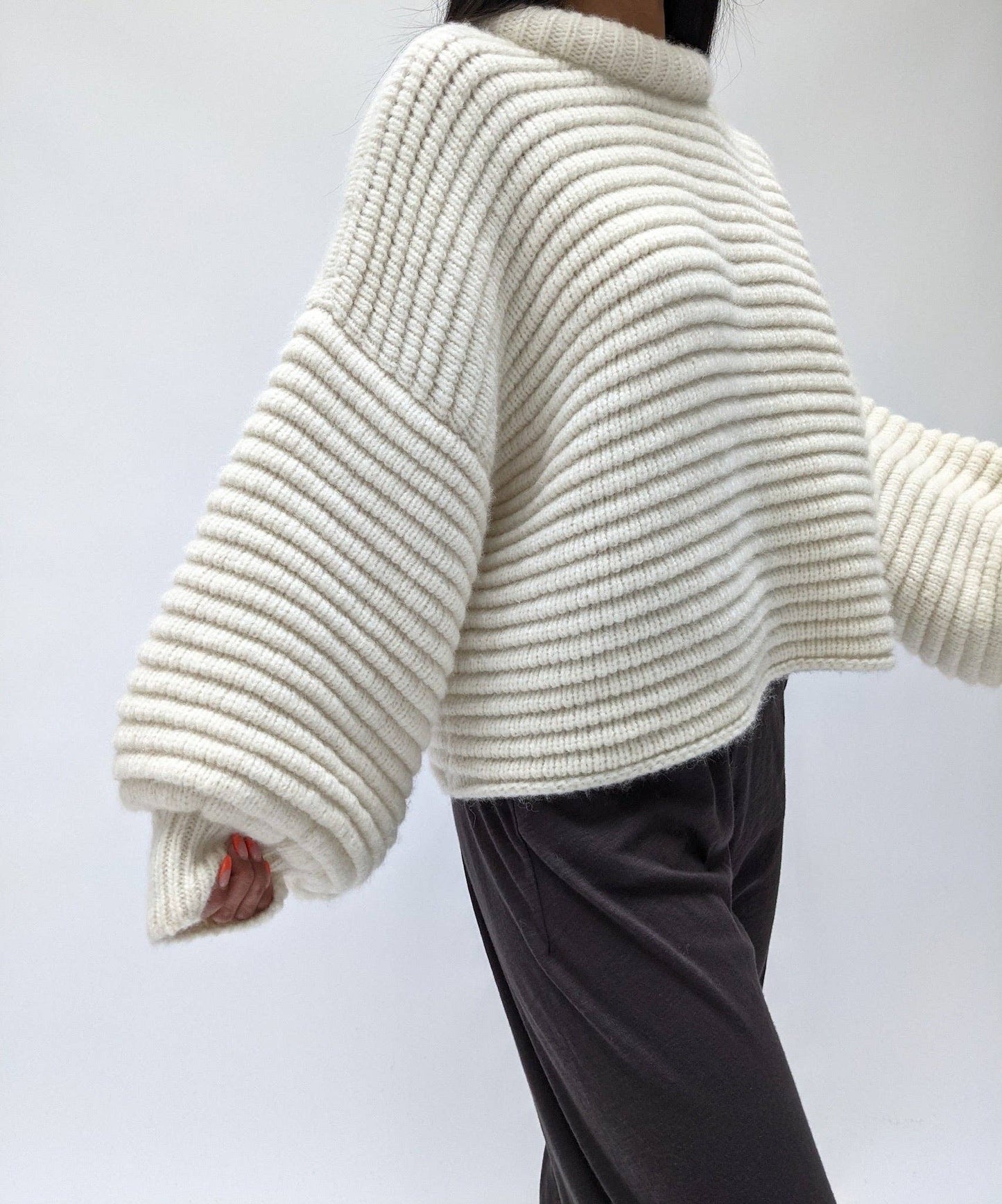 Romy Knitted Alpaca Balloon Sleeve Sweater: Umber / O/S