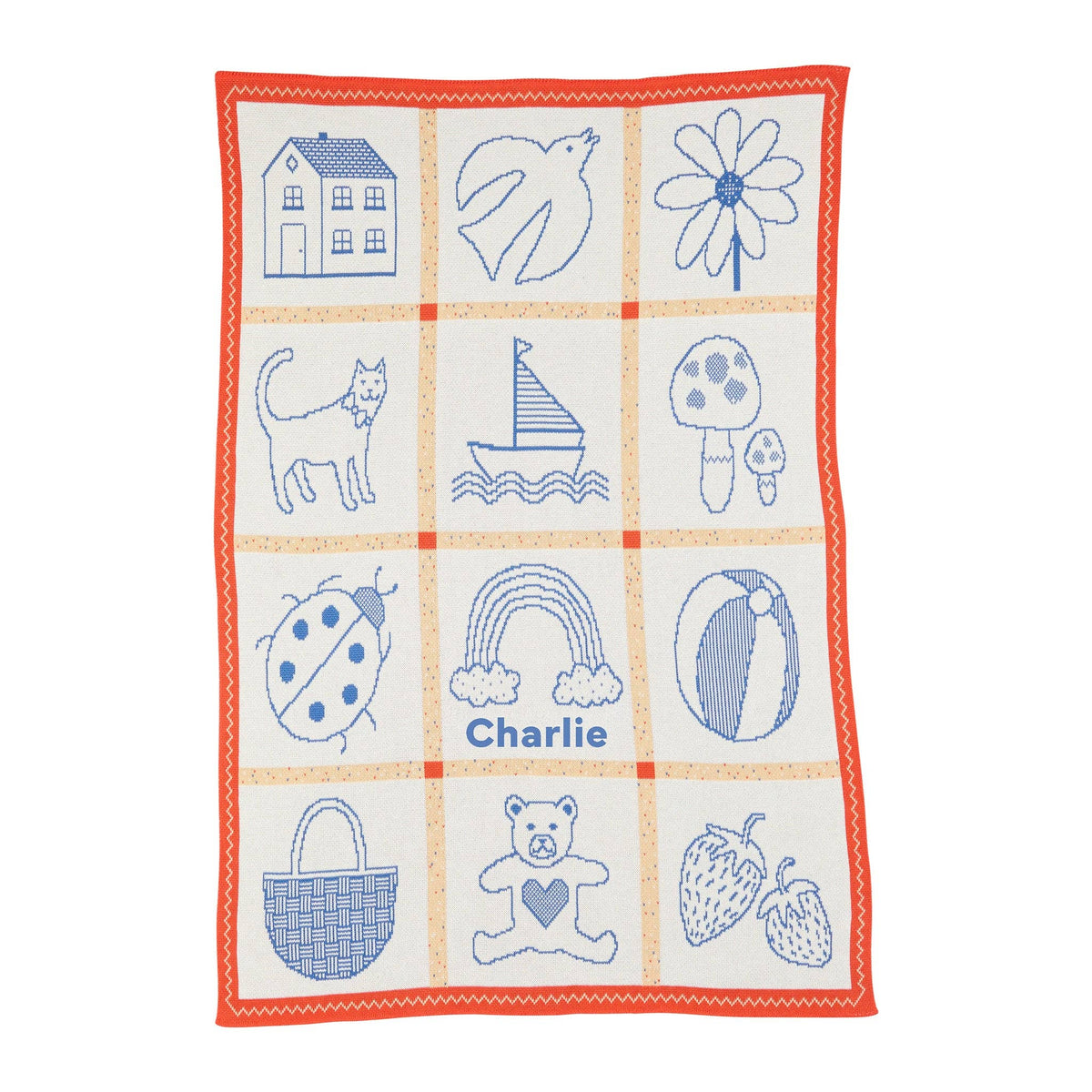 Baby's Things - Knit Baby Blanket - Cotton - USA Made : Red Ink in Organic Cotton