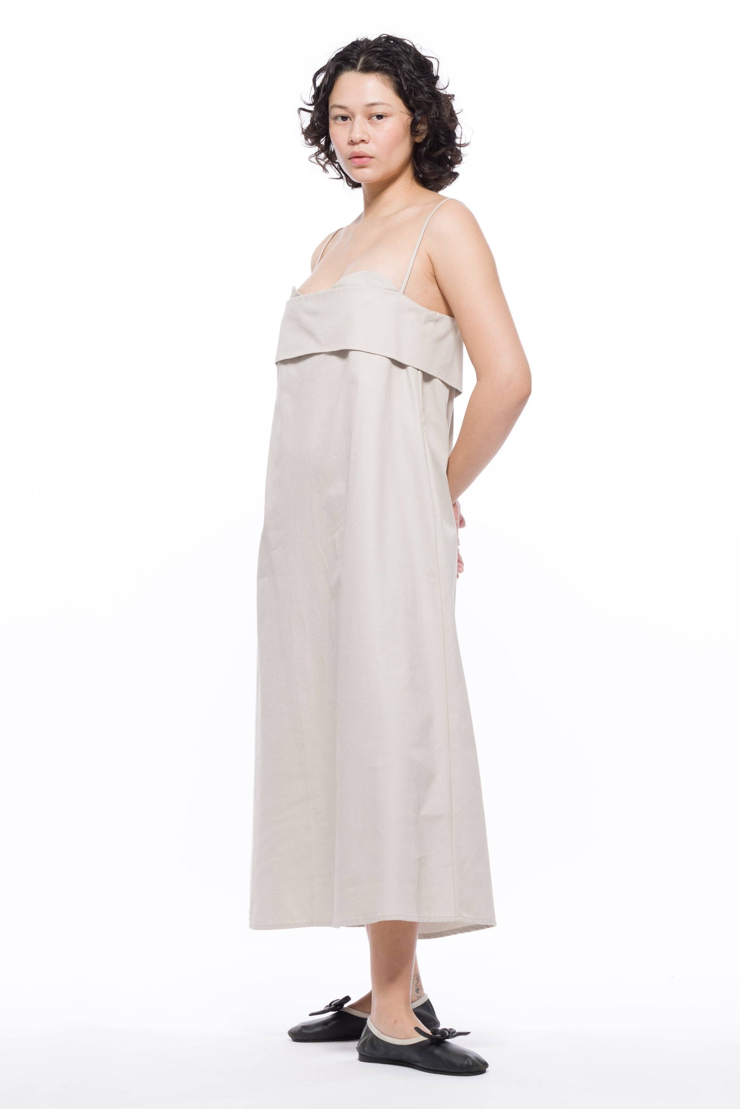 Verona Dress 3.0 Long - Organic Cotton Twill: Stone