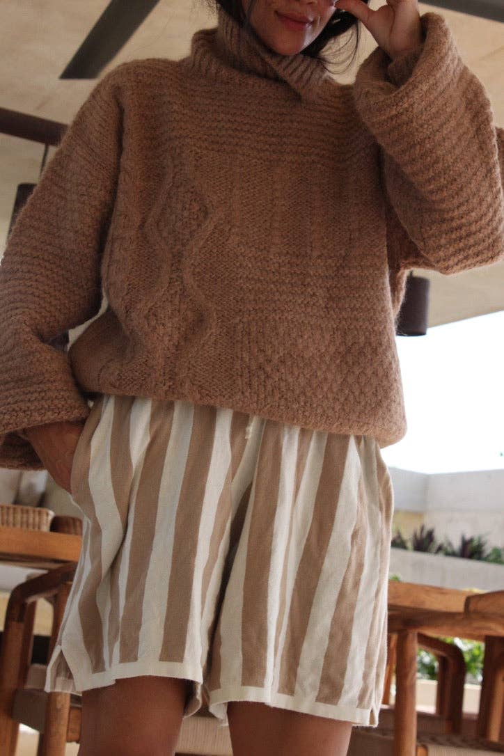 Ollie Knitted Suri Alpaca Sweater: Jute / O/S