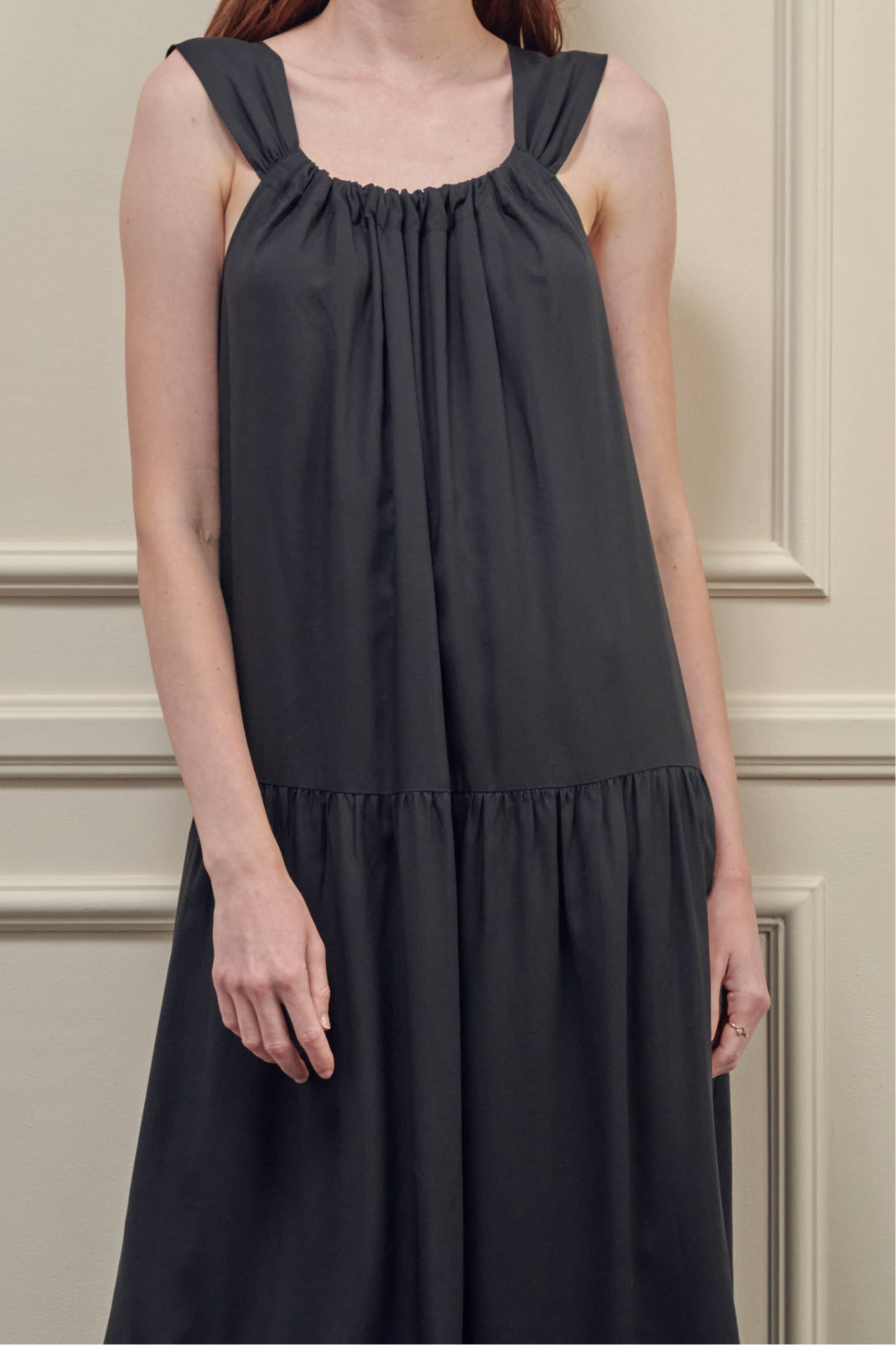 Tiered cami maxi dress: Black / 100% Tencel / Small