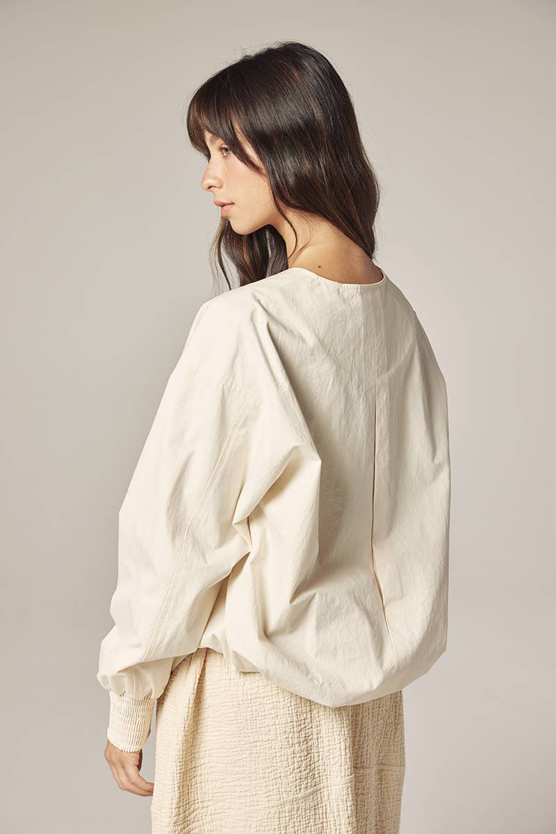 Smoked sleeve zip up jacket: Ecro / Solid