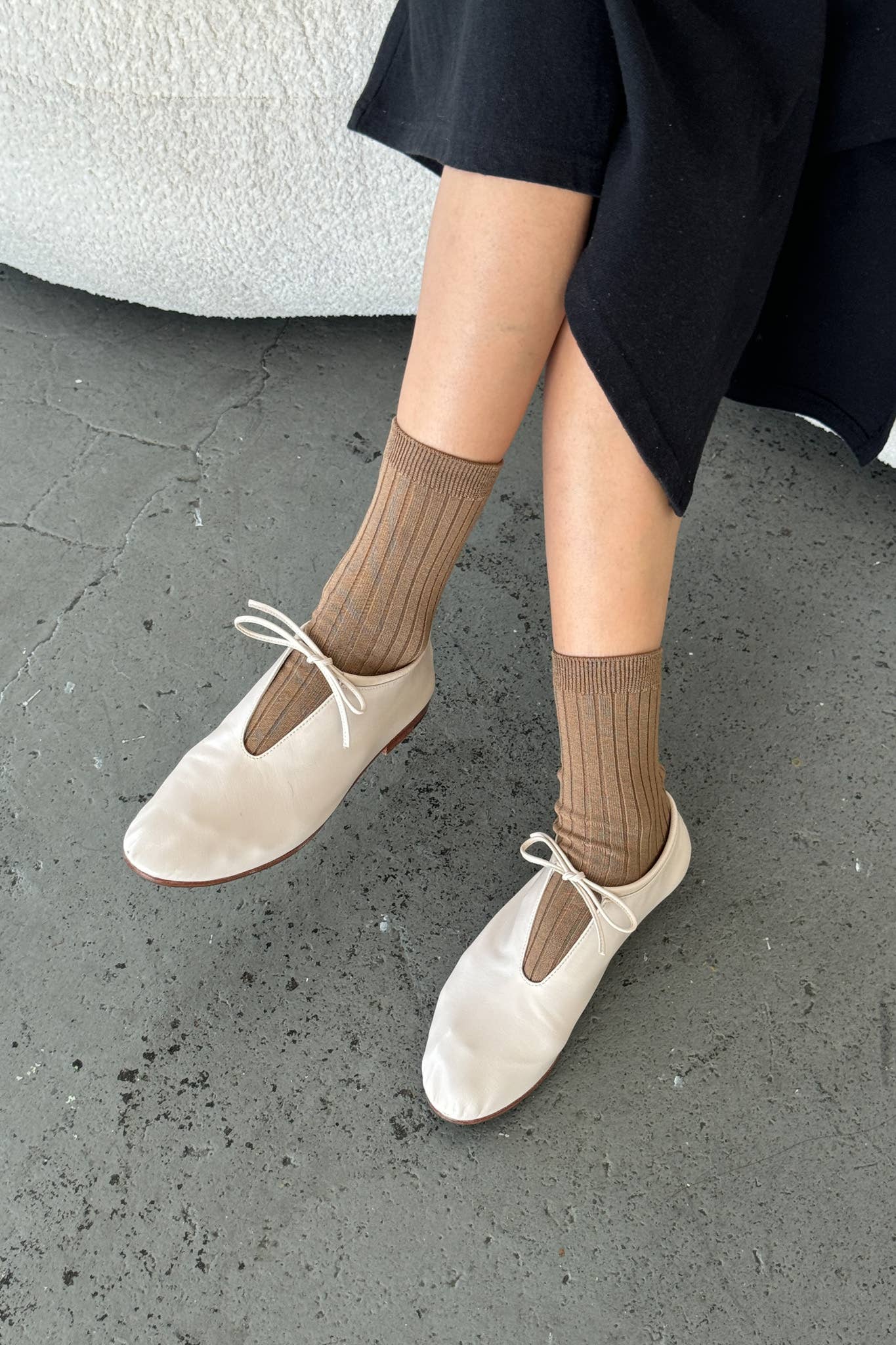 Her Socks - Mercerized Combed Cotton Rib: Midnight