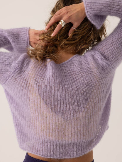 Skraistas: Lilac Silk & Mohair Cropped Cardigan : Lilac / Sh