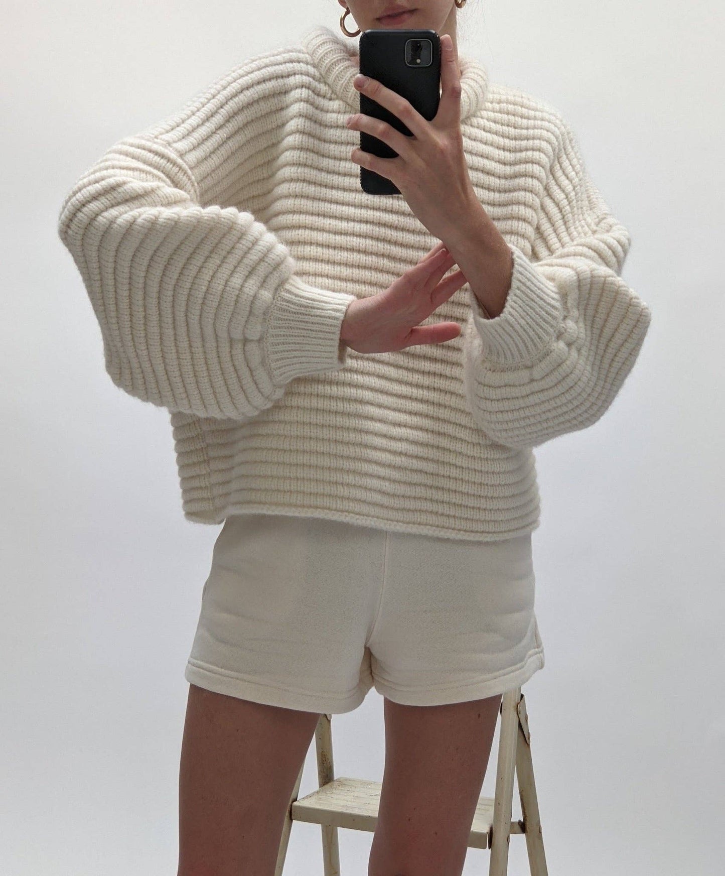 Romy Knitted Alpaca Balloon Sleeve Sweater: Umber / O/S