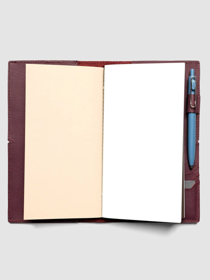 Genuine Leather Travel Notebook Cover | A5 Slim: Bordeaux