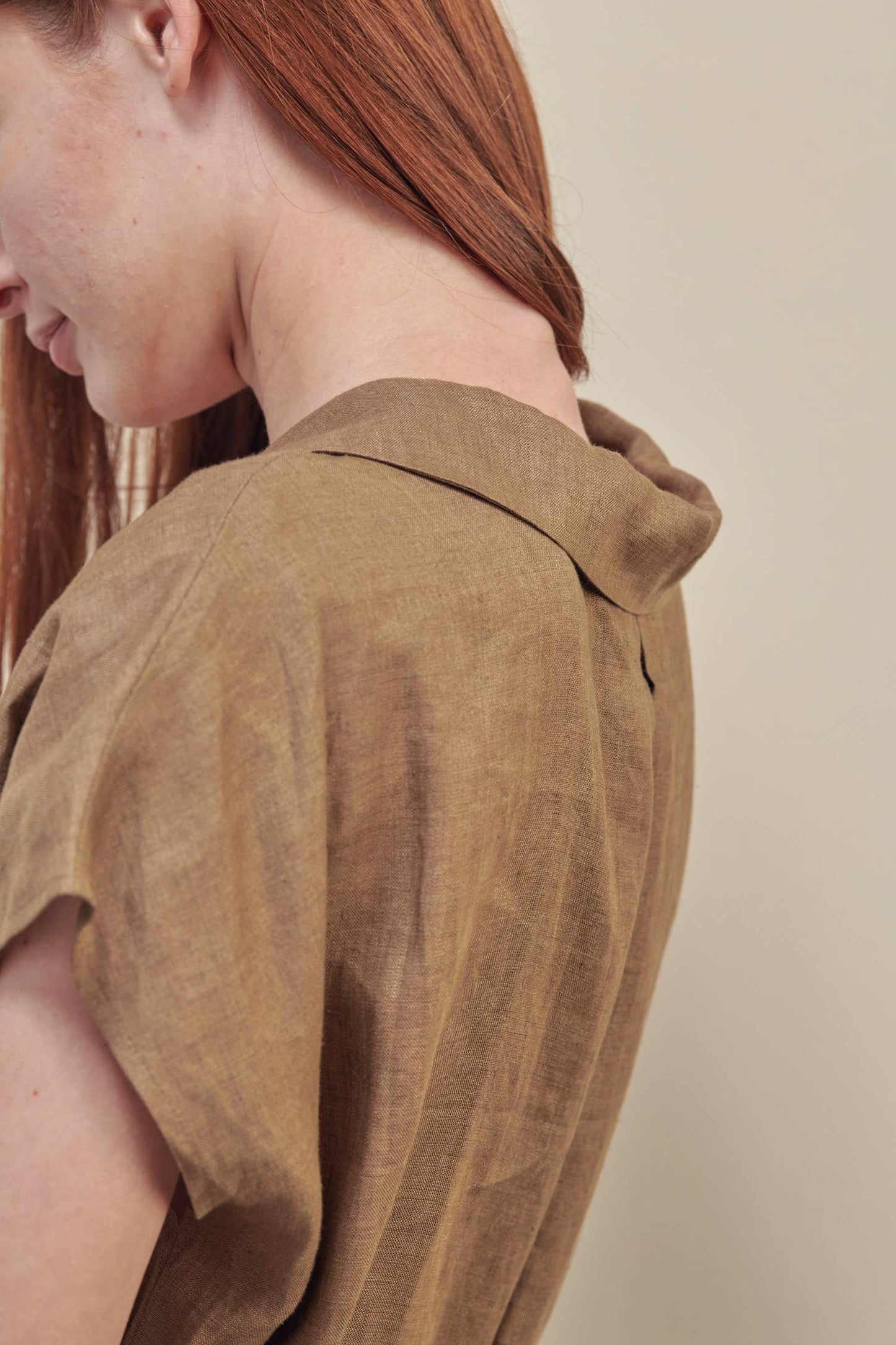 Button-down shirts dress: Mocha / 100% Linen
