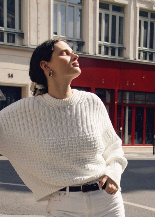 Delčia Sweater: 100% Cotton Off-White Sweater  : Off-White / S