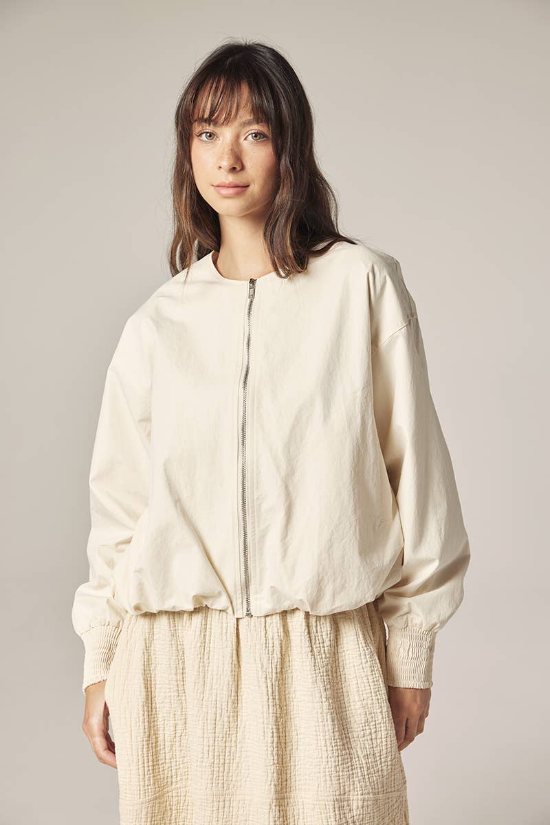 Smoked sleeve zip up jacket: Ecro / Solid