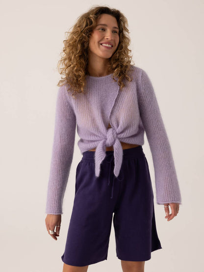 Skraistas: Lilac Silk & Mohair Cropped Cardigan : Lilac / Sh
