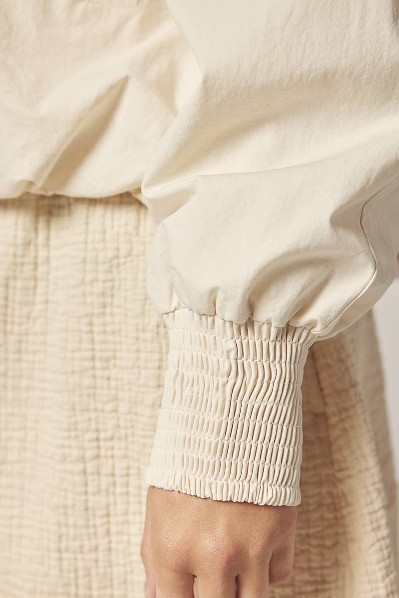 Smoked sleeve zip up jacket: Ecro / Solid