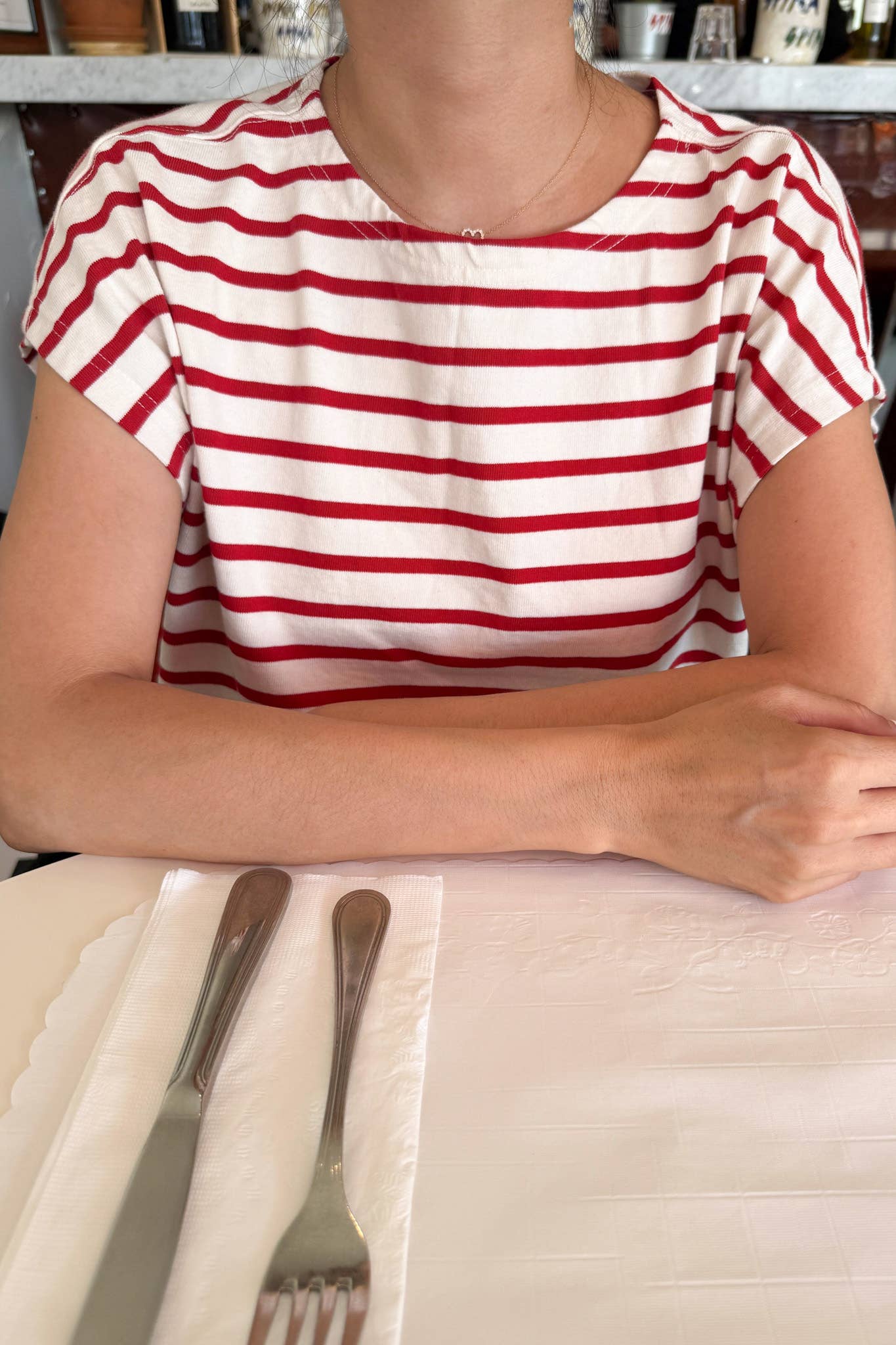 Manon Tee BLUE STRIPE ON CREAM