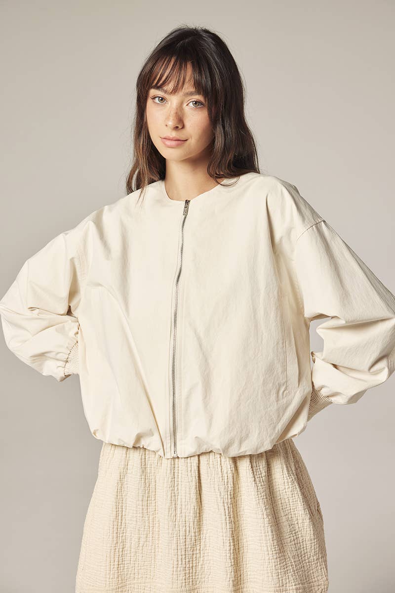 Smoked sleeve zip up jacket: Ecro / Solid