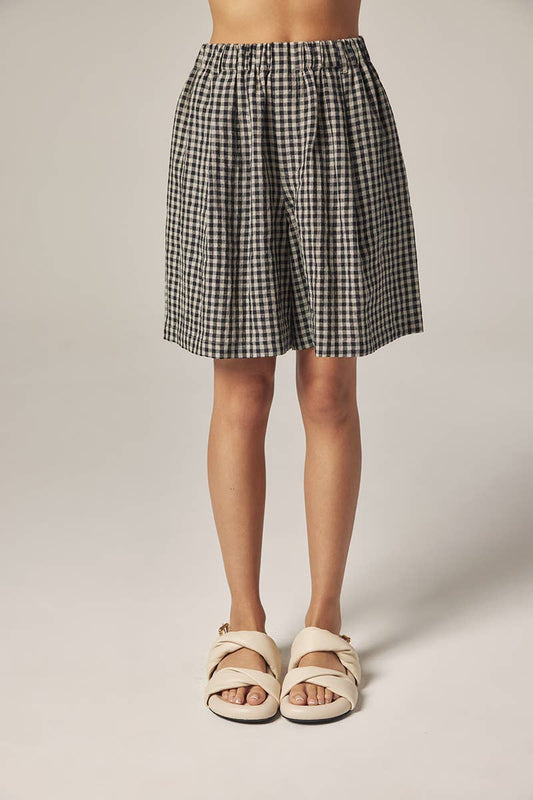 Gingham Easy Shorts: Black/Natural / Checkered