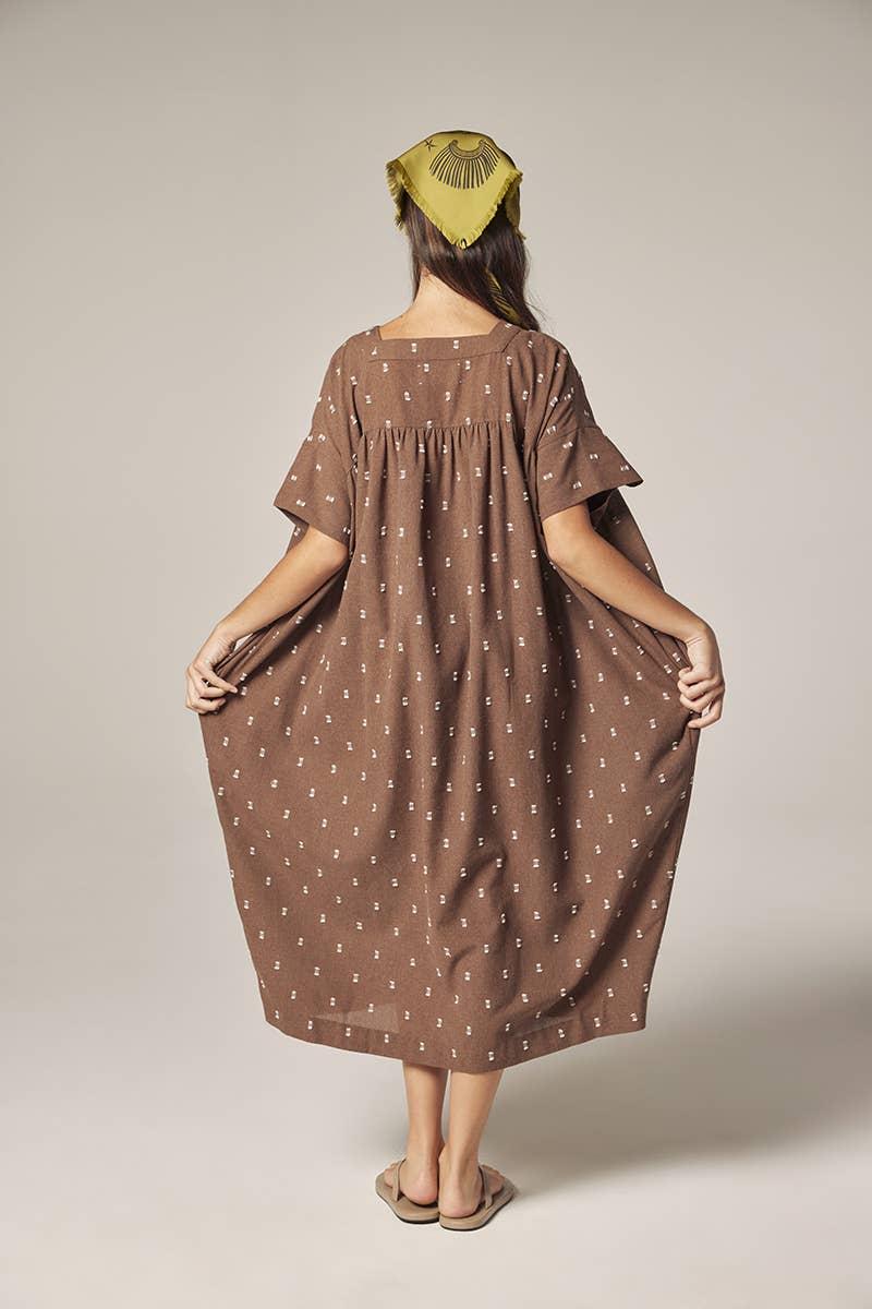 Jacquard pull over dress: Mocha