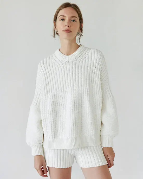 Delčia Sweater: 100% Cotton Off-White Sweater  : Off-White / S