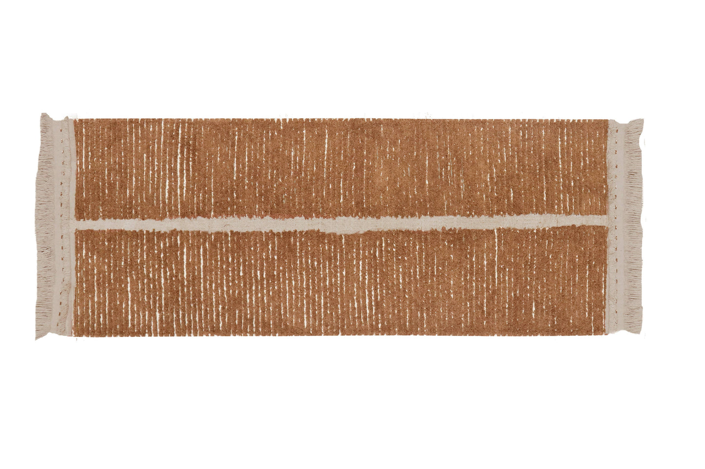 Reversible washable rug Duetto Toffee R: 2' 7" x 7' 6" / 97 % cotton           3 % other fibre
Base: recycled textile fibers