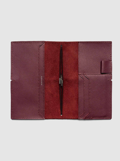 Genuine Leather Travel Notebook Cover | Pocket Plus: Bordeaux