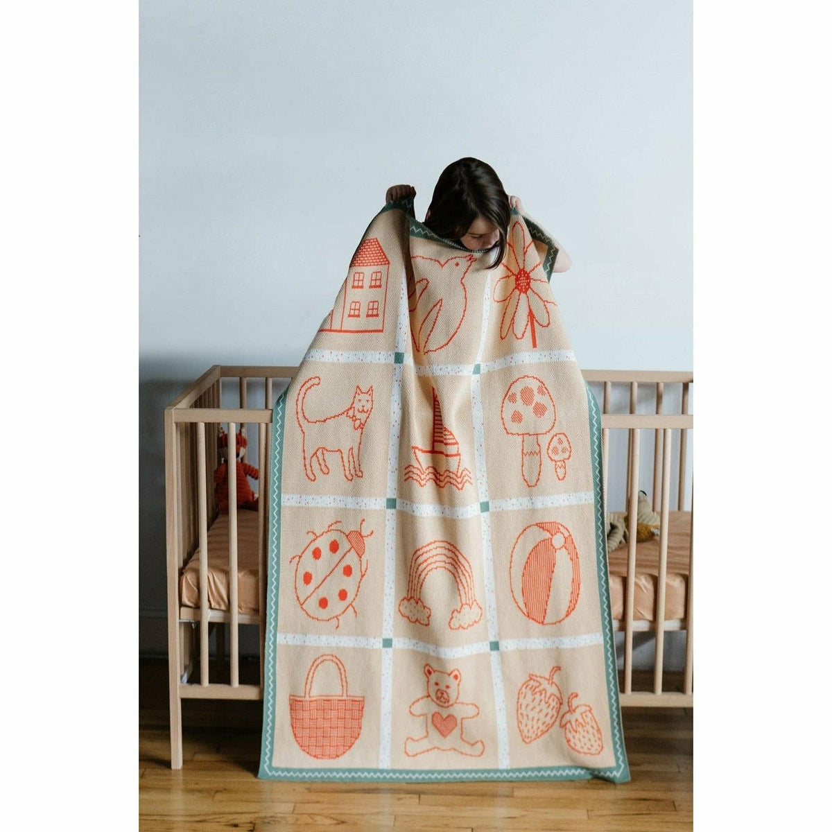 Baby's Things - Knit Baby Blanket - Cotton - USA Made : Red Ink in Organic Cotton