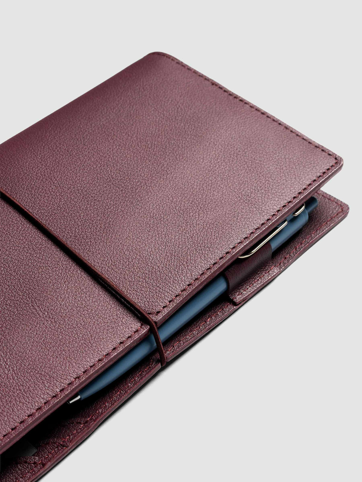 Genuine Leather Travel Notebook Cover | A5 Slim: Bordeaux