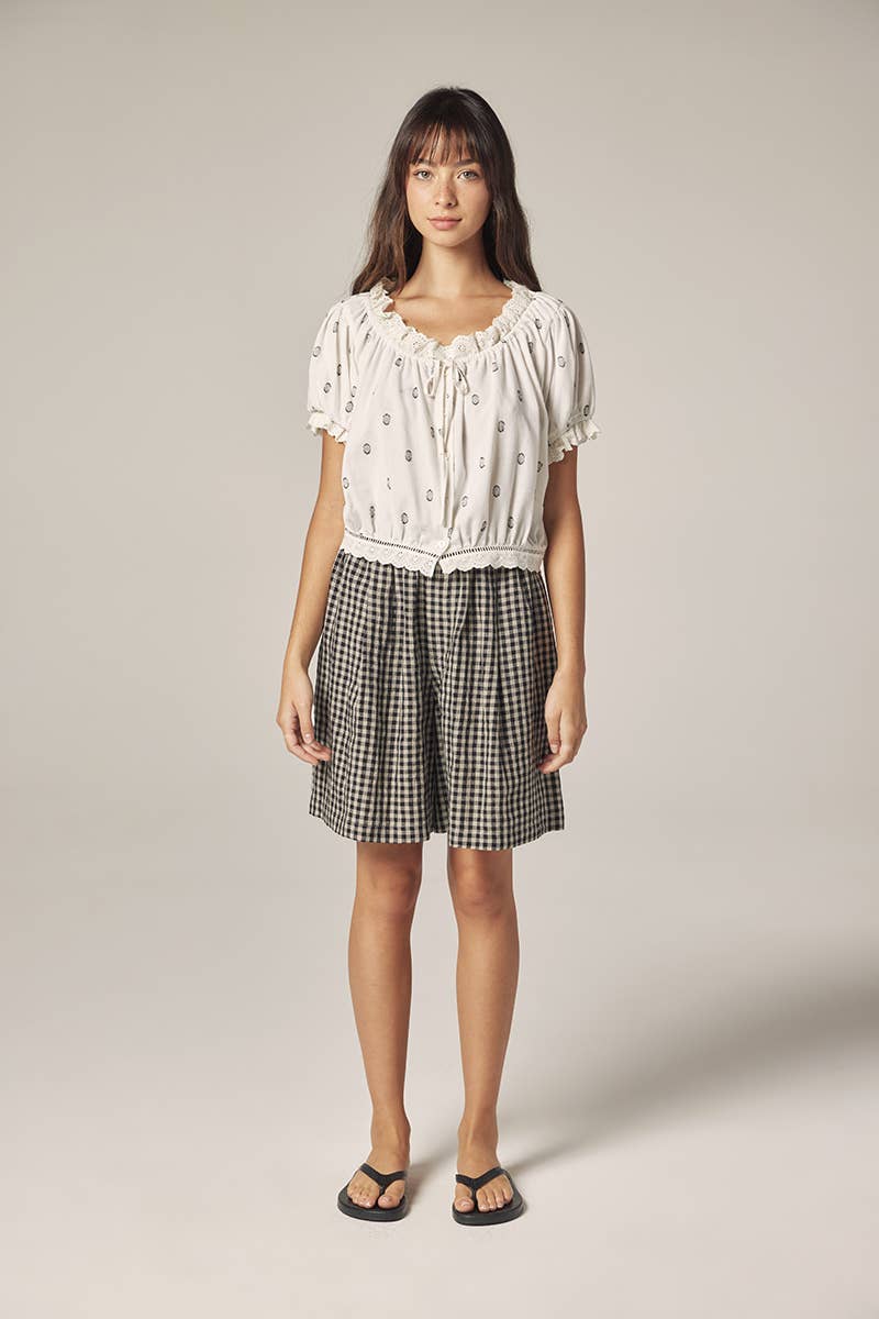 Gingham Easy Shorts: Black/Natural / Checkered