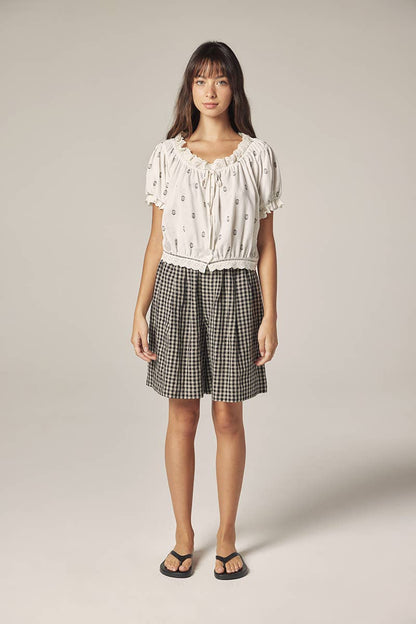 Gingham Easy Shorts: Black/Natural / Checkered